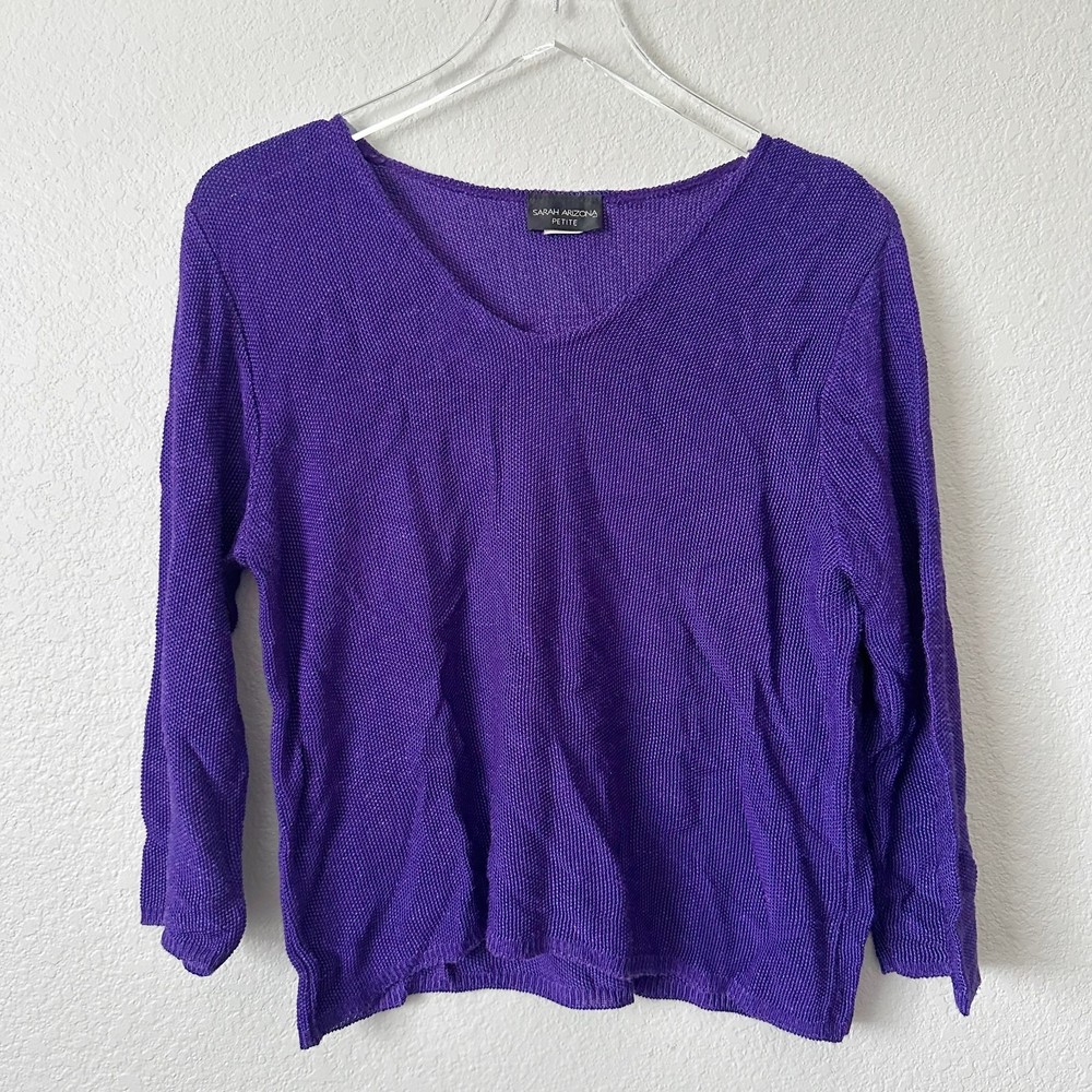 Sarah Arizona Purple Low Cut Textured Sweater Size Large